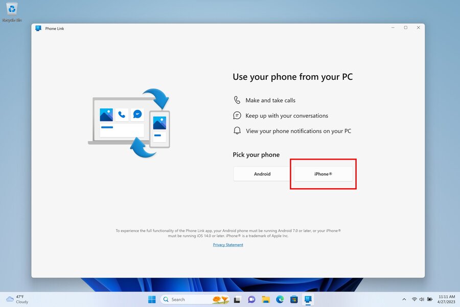 Microsoft’s PhoneLink App Now Allows PC Users To Send And Receive iMessages.